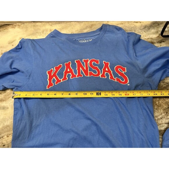 Vintage Kansas Jayhawks KU Long Sleeve Shirt Coliseum Athletics Size L 80s Patch - Picture 6 of 6